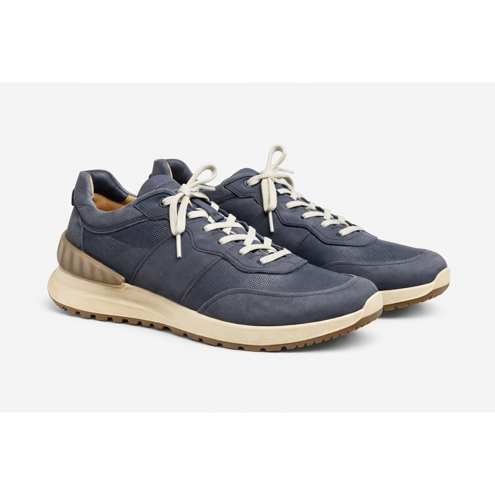 Ecco Astir Sneakers Men 8 Blue Leather‎ Comfort Walking Casual Shoes